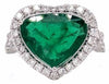 4.26CT DIAMOND & AAA EMERALD 18K WHITE GOLD 3D TRILLION & ROUND HEART SHAPE RING