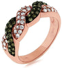 .62CT WHITE & MOCHA DIAMOND 14KT ROSE GOLD LOVE KNOT INFINITY ANNIVERSARY RING