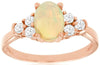 ESTATE 1.22CT DIAMOND & AAA OPAL 14KT ROSE GOLD 3D OVAL & ROUND ENGAGEMENT RING