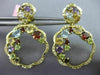 ESTATE LARGE 5.23 DIAMOND & MULTI GEM 14KT 2 TONE GOLD CLUSTER FLOWER EARRINGS