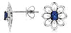 .47CT DIAMOND & AAA TANZANITE 14KT WHITE GOLD OVAL & ROUND FLOWER STUD EARRINGS