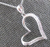 ESTATE .14CT DIAMOND 18KT WHITE GOLD 3D OPEN HEART FUN LOVE FLOATING PENDANT
