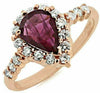 ESTATE 1.57CT DIAMOND & AAA RUBY 14KT ROSE GOLD 3D PEAR SHAPE ENGAGEMENT RING