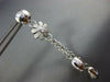 ESTATE LARGE .05CT DIAMOND 18KT WHITE GOLD MATTE & SHINY FLOWER HANGING EARRINGS