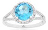 LARGE 2.51CT DIAMOND & AAA BLUE TOPAZ 14K WHITE GOLD CLASSIC ROUND HALO FUN RING