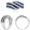 1.68CT DIAMOND & AAA SAPPHIRE 14KT WHITE GOLD 3D MULTI ROW CRISS CROSS LOVE RING