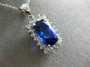 ESTATE LARGE 4.86CT DIAMOND & TANZANITE 14KT WHITE GOLD HALO RECTANGULAR PENDANT
