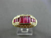 ANTIQUE WIDE 2.3CT DIAMOND & RUBY 18K YELLOW GOLD PAST PRESENT FUTURE RING 22031