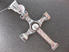 EXTRA LARGE .60CT CZ 14KT WHITE GOLD CROSS FLEXIBLE CROSS BAMBOO DESIGN PENDANT