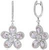 4.78CT DIAMOND & AAA MORGANITE 14KT WHITE GOLD 3D OVAL & ROUND HANGING EARRINGS