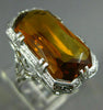ANTIQUE LARGE 9.40CT AAA CITRINE 18KT WHITE GOLD SOLITAIRE FILIGREE RING #26609