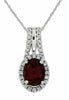 ESTATE 1.74CT DIAMOND & AAA RHODOLITE 14KT WHITE GOLD OVAL & ROUND HALO PENDANT