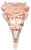 LARGE 17.64CT DIAMOND & AAA MORGANITE 14K ROSE GOLD ROUND & OVAL ENGAGEMENT RING