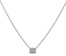 .34CT DIAMOND 18KT WHITE GOLD ROUND & BAGUETTE SQUARE RECTANGULAR LOVE NECKLACE