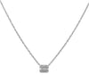 .34CT DIAMOND 18KT WHITE GOLD ROUND & BAGUETTE SQUARE RECTANGULAR LOVE NECKLACE