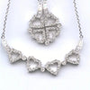 ESTATE 1.0CT DIAMOND 14KT WHITE GOLD ROUND & BAGUETTE MULTI HEART LOVE NECKLACE