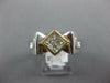 WIDE .87CT DIAMOND 14KT 2 TONE GOLD PRINCESS INVISIBLE SIDEWAY SQUARE MENS RING