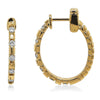 .37CT DIAMOND 18KT YELLOW GOLD ROUND CHANNEL CLASSIC OVAL HOOP HANGING EARRINGS