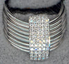 ESTATE .58CT DIAMOND 14KT WHITE GOLD 3D MULTI ROW RECTANGULAR FLEXIBLE FUN RING