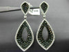 LARGE 6.70CT WHITE & BLACK DIAMOND 14KT WHITE GOLD 3D DROP LEAF HANGING EARRINGS