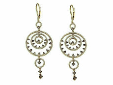 ESTATE 2.35CT WHITE & CHOCOLATE FANCY DIAMOND 14KT YELLOW GOLD HANGING EARRINGS