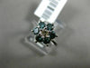 ESTATE .68CT WHITE & BLUE DIAMONDS 14KT WHITE GOLD 3D FLOWER SOLITAIRE LOVE RING