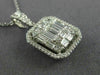 ESTATE EXTRA LARGE 2.07CT ROUND BAGUETTE DIAMOND 14K WHITE GOLD CLUSTER PENDANT