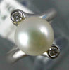 ESTATE .08CT DIAMOND & AAA SOUTH SEA PEARL 18K WHITE GOLD CRISS CROSS RING #1010