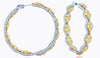 13CT WHITE & FANCY YELLOW DIAMOND 18K 2 TONE GOLD INFINITY HOOP HANGING EARRINGS