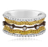 WIDE .70CT WHITE & FANCY YELLOW DIAMOND 18KT TRI COLOR GOLD 3D BY THE YARD RING