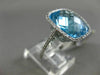 ESTATE LARGE 5.42CT DIAMOND & AAA BLUE TOPAZ 14K WHITE GOLD SQUARE FILIGREE RING