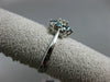 ESTATE .68CT WHITE & BLUE DIAMONDS 14KT WHITE GOLD 3D FLOWER SOLITAIRE LOVE RING