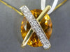 ESTATE 5.88CT DIAMOND & AAA CITRINE 14KT YELLOW GOLD OVAL & ROUND X LOVE PENDANT