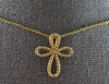 ESTATE .03CT DIAMOND 14KT YELLOW GOLD 3D CLASSIC INFINITY CROSS FLOATING PENDANT