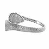 LARGE 2.11CT DIAMOND 18K WHITE GOLD DOUBLE TEAR DROP CRISS CROSS BANGLE BRACELET