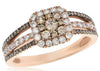 .78CT WHITE & MOCHA DIAMOND 14KT ROSE GOLD 3 ROW SQUARE OCTAGON ANNIVERSARY RING