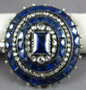 ANTIQUE LARGE 15CT ROSE CUT DIAMOND & SAPPHIRE 14KT GOLD & SILVER BROOCH PENDANT