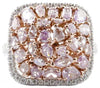 LARGE 2.97CT WHITE & PINK DIAMOND 18K WHITE & ROSE GOLD MULTI SHAPE CLUSTER RING