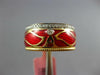 WIDE .30CT DIAMOND & RED ENAMEL 18K YELLOW GOLD A INITIAL MULTI LEAF ETOILE RING