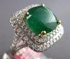 EXTRA LARGE 7.75CT DIAMOND & AAA EMERALD 18K 2 TONE GOLD CUSHION ENGAGEMENT RING