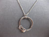 ESTATE .03CT DIAMOND 14KT WHITE GOLD SOLITAIRE LOVE KNOT CIRCLE OF LIFE NECKLACE