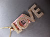 ESTATE EXTRA LARGE 1.21CT DIAMOND 14K ROSE GOLD 2 ROW PAVE LOVE FLOATING PENDANT