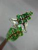 ESTATE WIDE .86CT DIAMOND & AAA EMERALD 18K 2 TONE GOLD OPEN GRAPE VINE FUN RING