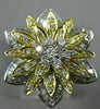 ESTATE LARGE 1.47CT ROUND & BAGUETTE CUT DIAMOND 18KT TWO TONE GOLD FLOWER RING