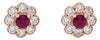 .67CT DIAMOND & AAA RUBY 14KT ROSE GOLD 3D CLASSIC FLOWER FILIGREE STUD EARRINGS
