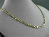 ESTATE LONG & WIDE 14KT YELLOW GOLD ITALIAN FIGARO MENS CHAIN NECKLACE #22065