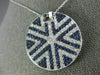 ESTATE LARGE 3.70CT DIAMOND & AAA SAPPHIRE 18K WHITE GOLD 3D ROUND STAR PENDANT