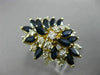 ESTATE LARGE 3.56CT DIAMOND & AAA SAPPHIRE 14KT YELLOW GOLD FLOWER COCKTAIL RING
