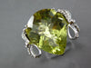 LARGE 10.94CT DIAMOND & LEMON QUARTZ 14KT WHITE GOLD PEAR SHAPE DOUBLE BOW RING