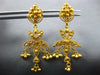 ANTIQUE 22KT YELLOW GOLD HANDCRAFTED FLOWER FILIGREE CHANDELIER HANGING EARRINGS